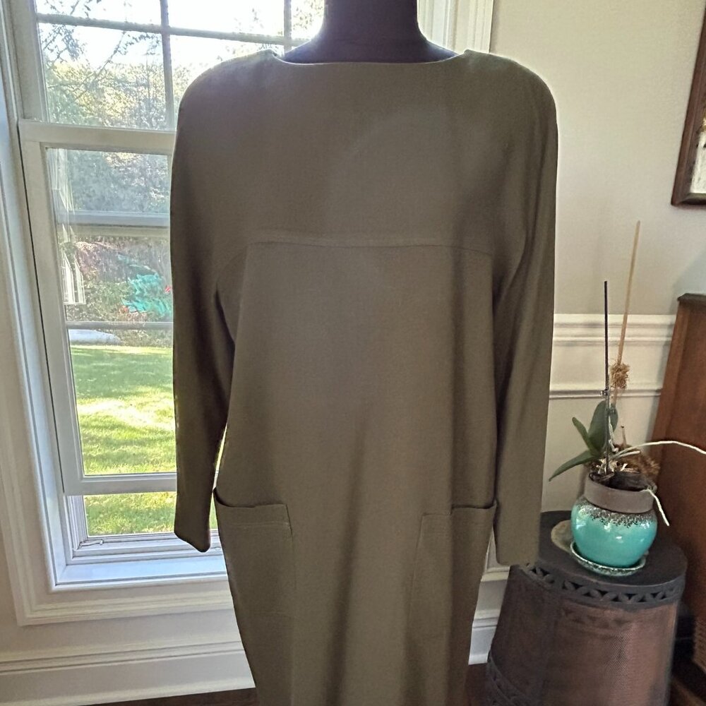 Vintage Jones New York Army Green Dress ~ Women's Size 14